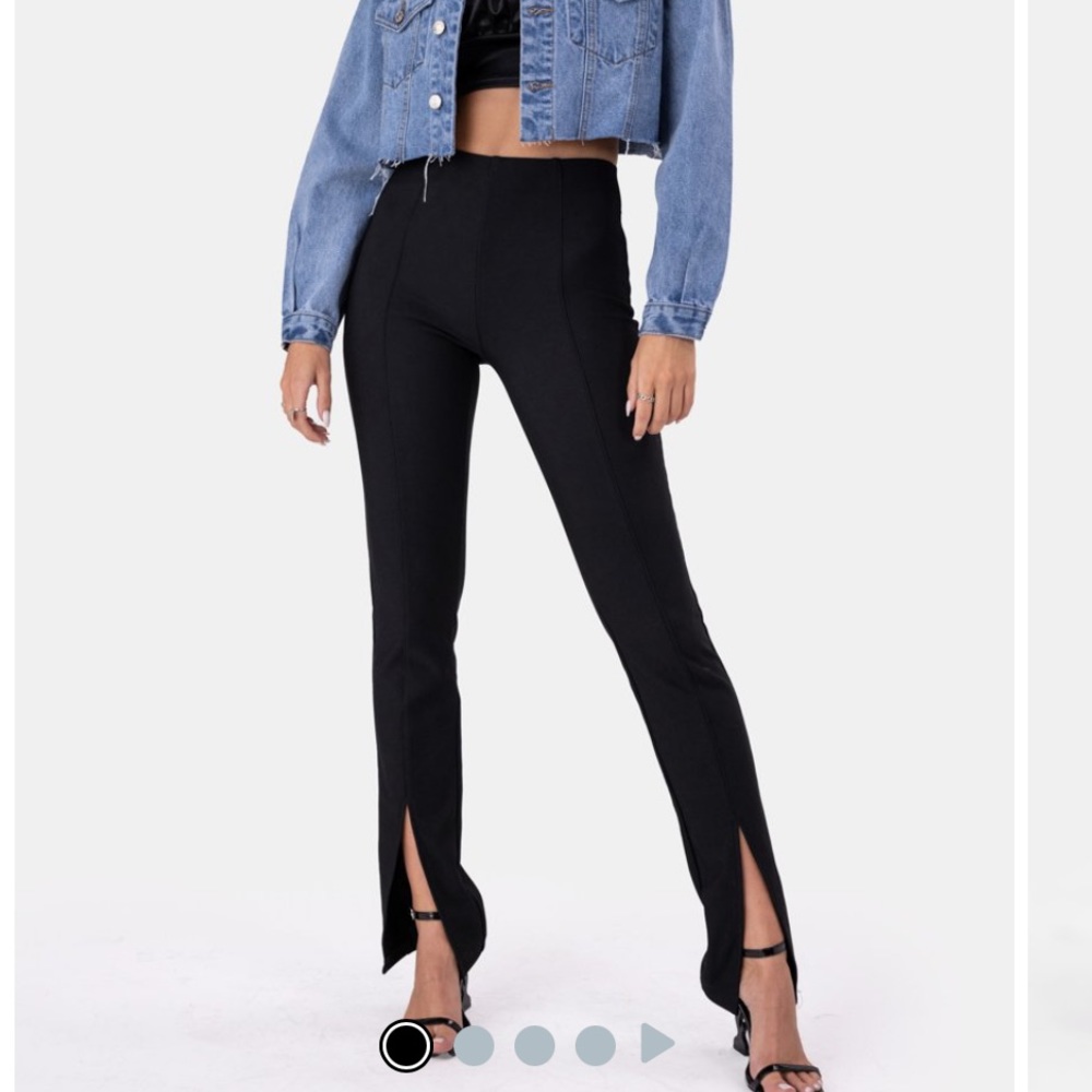 Adika front slit black pants